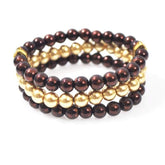 Brown And Gold Multi Strand Glass Pearl Bracelets - FashionByTeresa
